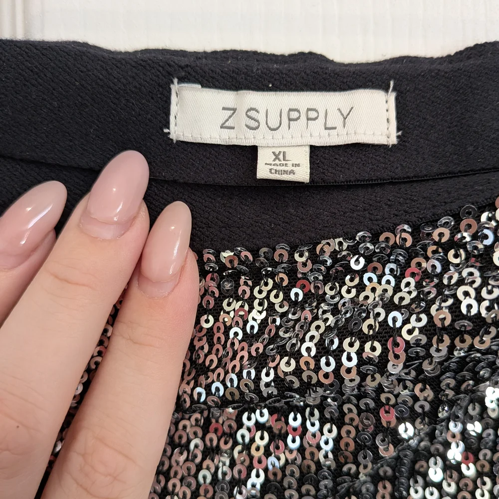 Z Supply Shimmering Silver Sequin Pencil Skirt